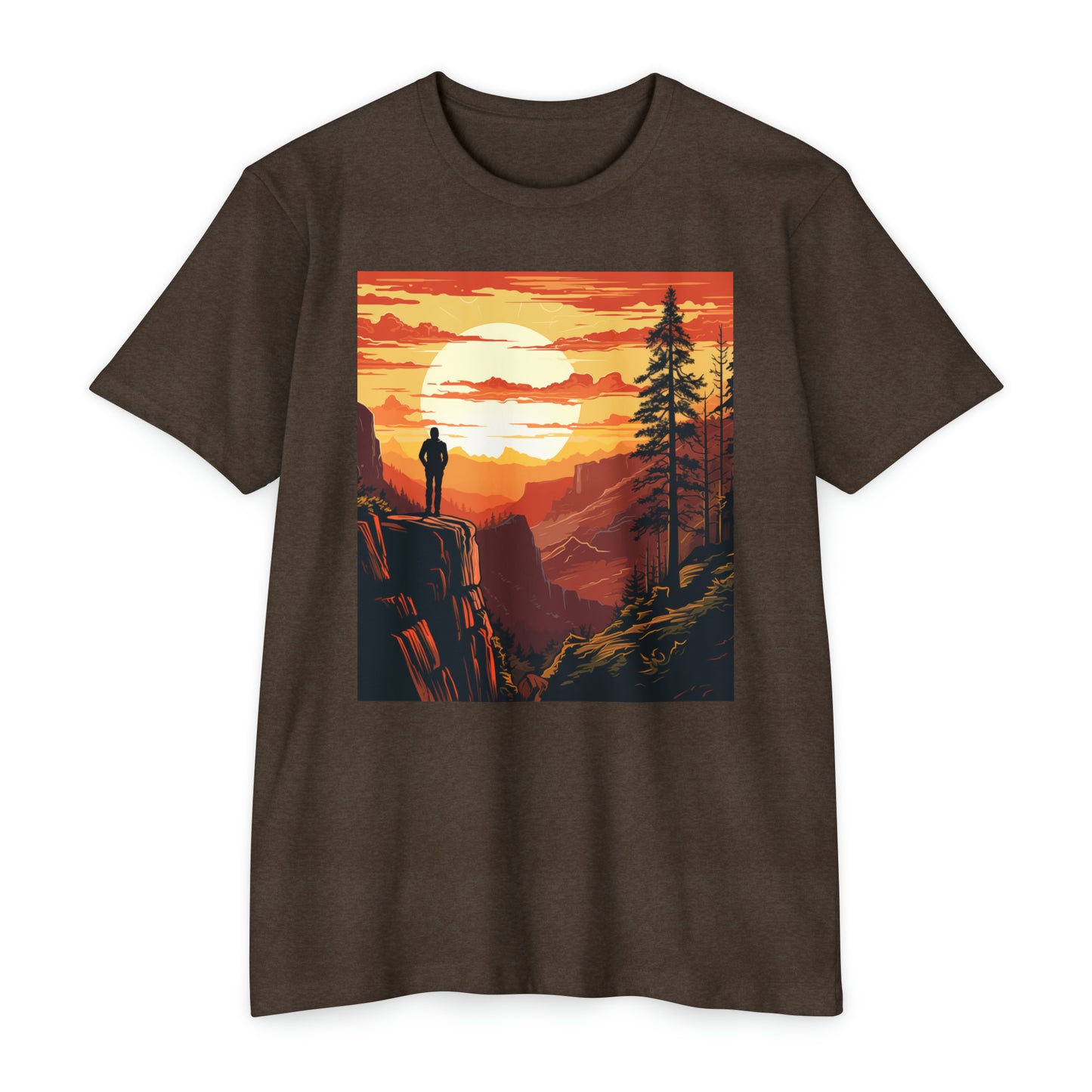 Hikers Sunset Woodcut Tee