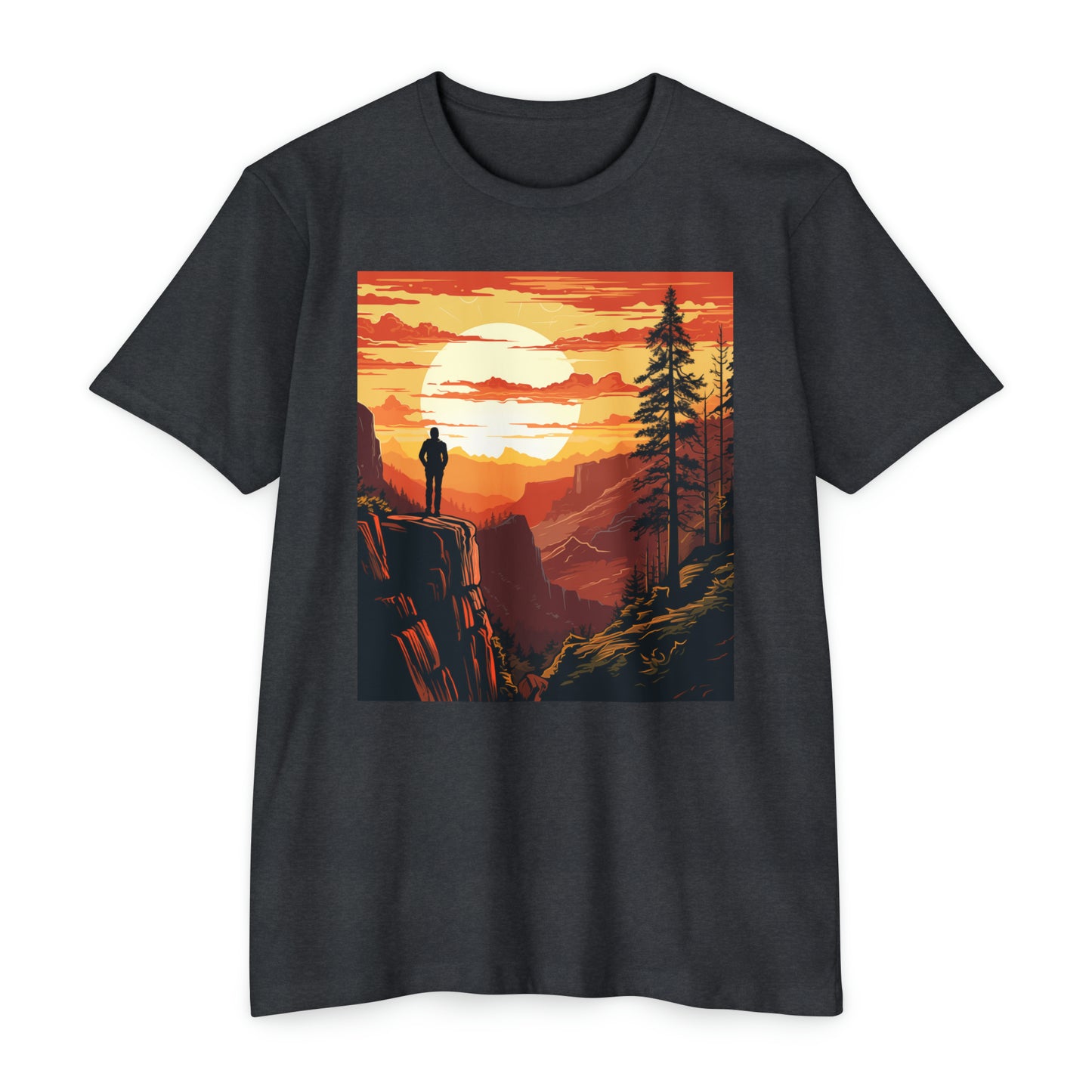 Hikers Sunset Woodcut Tee