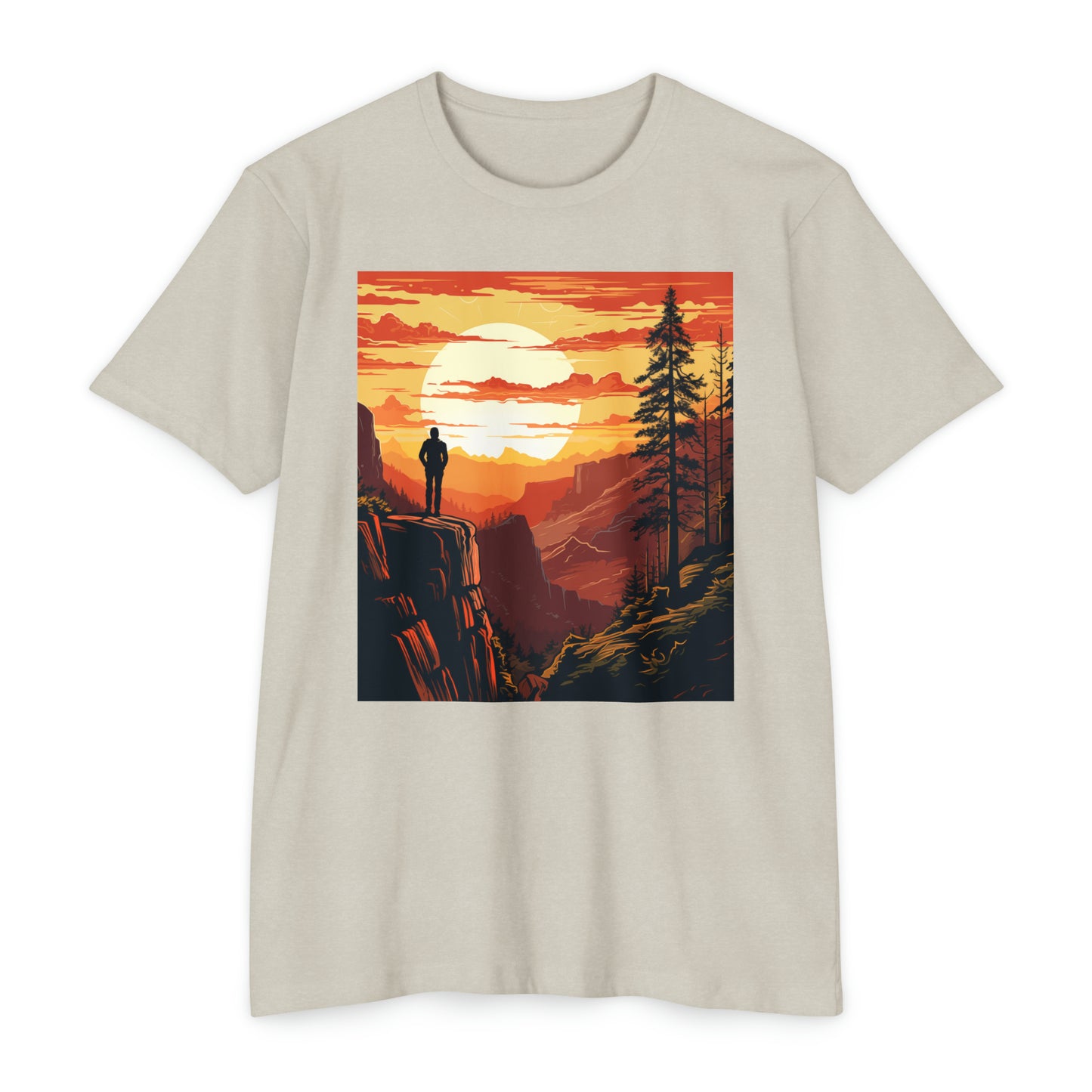 Hikers Sunset Woodcut Tee