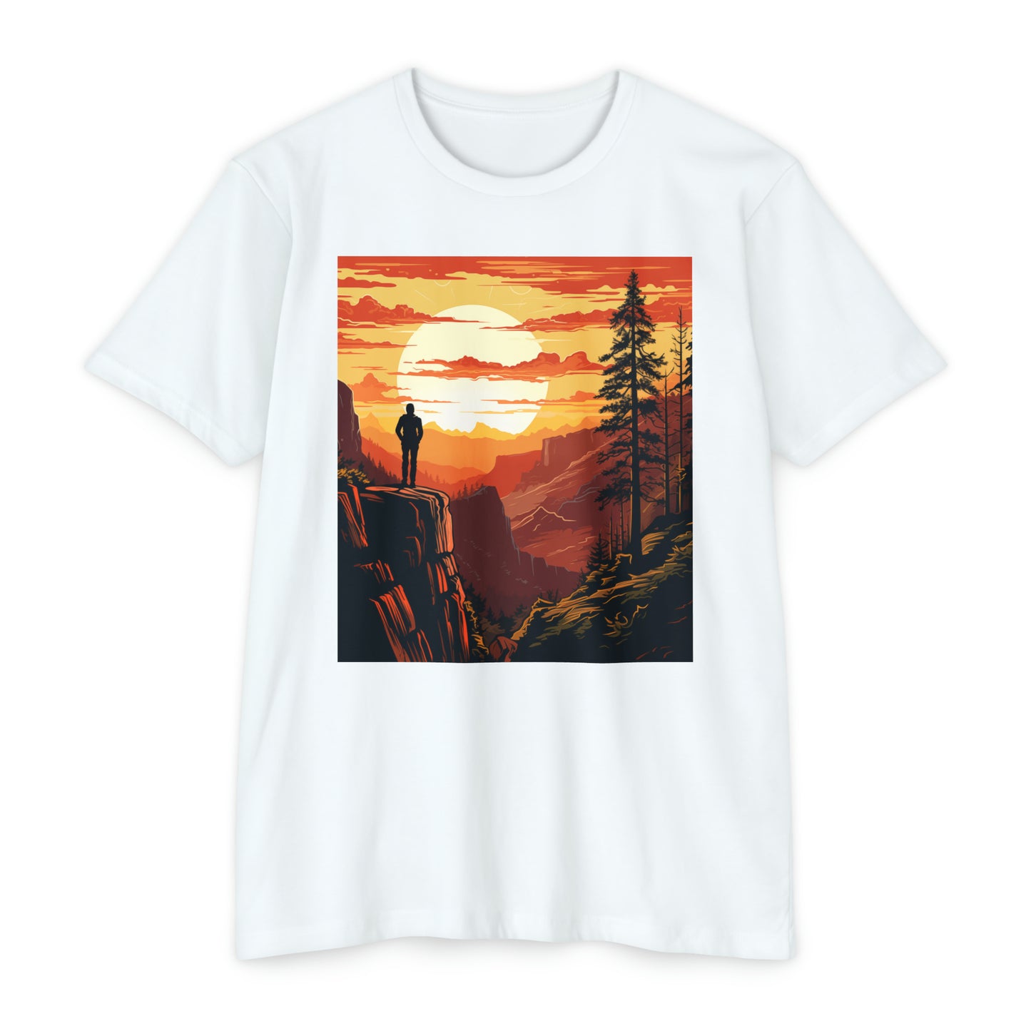 Hikers Sunset Woodcut Tee